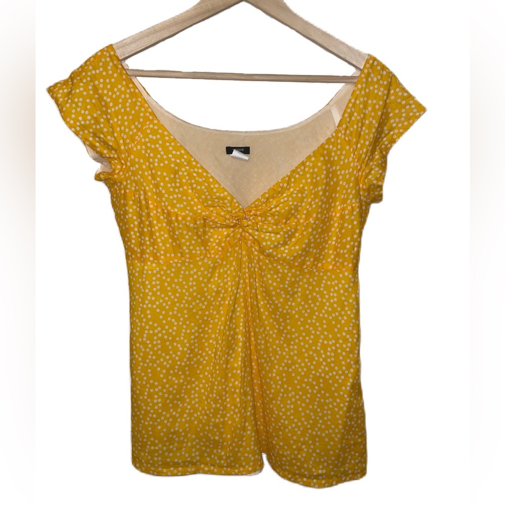 J. Crew Cotton yellow sleeveless polka dot knot accent sleeveless tank size 8